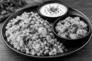 Sabudana Khichdi + Aloo Jeera + Lassi