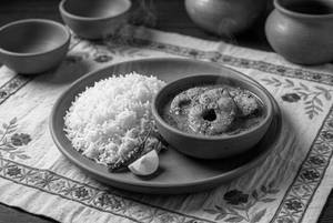 Rohu Fish Curry - Bihari Sarson Style With Rice