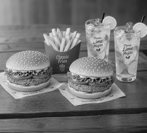 Burger Party( 2 veg cheese burger, 1 classic fries & 2 classic lime)