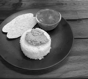 White Rice + Pachapuli Rasam + Thuvaiyal
