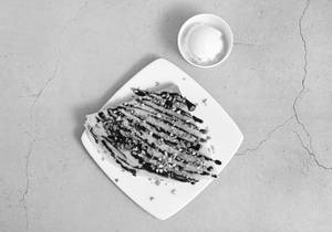 Crepe + Chocolate sauce + Crumch + Scoop of gelato