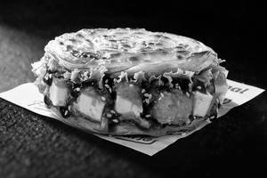 Crispy Baked Teriyaki Paneer Paratha Burger