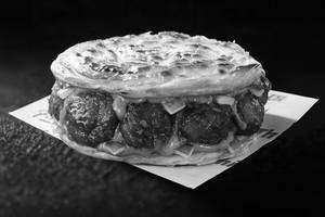 Crispy Baked Hot Garlic Chicken Paratha Burger