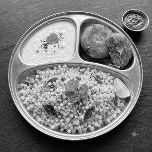 Sabudana Khichdi Curd Meal With Aloo Pattice