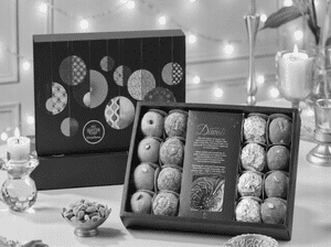Assorted Gourmet Laddu Mithai Gift Box (16 pcs & 2 Diyas)