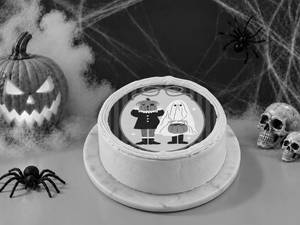 Halloween Spooky Duo Pineapple Photo Cake - 500Gm