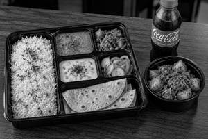 Veg Thali Plus (thali + Aloo Chaat + Coke)