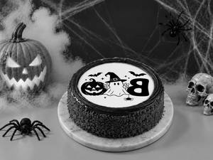 Halloween Spooky Boo Chocolate Photo Cake - 500Gm