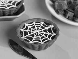 Spiderweb Chocolate Caramel Tart