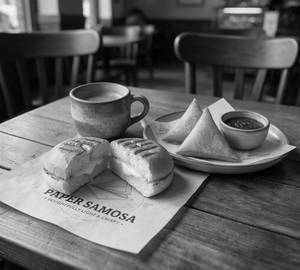 Classic Aloo Paper Samosa + Grilled Bun Maska + Hyderabadi Irani Chai