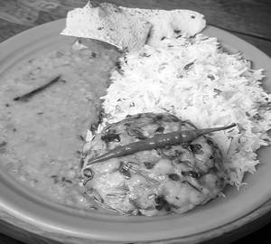 Daal Rice With Aalu Bharta