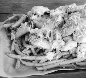 French fries with chicken loaded