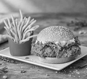 Crispy Chicken Burger With Fries