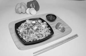 Burnt Garlic Rice With Paneer gravy 