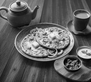 Ginger Tea + Aloo Paratha + Aachar