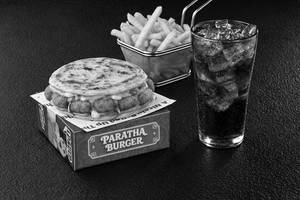 Veg Salad Paratha Burger with Side and Beverage Meal