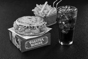 Non-Veg Paratha Burger with Side and Beverage Meal