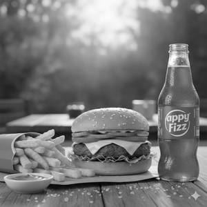 Burger + fry+Appy Fizz