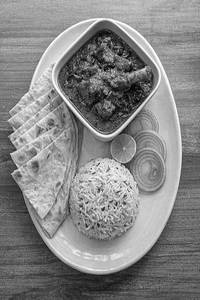 Mutton Bhuna Platter With Paratha & Rice.