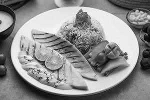 Grilled Fish With Sauteed Veggies And Herb Rice