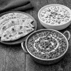 Dal Makhani with 4 Butter Roti and Mixed Raita