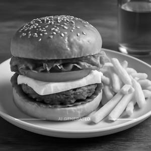 Cheese Burger with French Fries