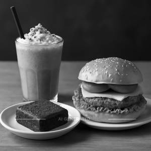 Hazelnut Frappé + Brownie + Burger