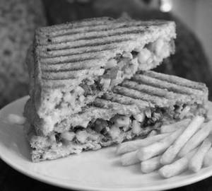 Corn and cheese melt sandwich
