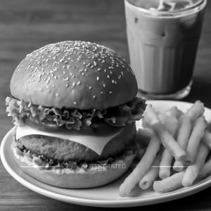 Burger + fries + cold coffee