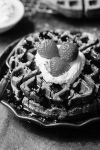 Chocolate waffle + ice cream