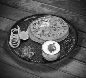 2 aloo paratha + dahi + achar