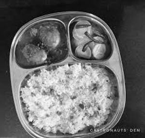 Jeera Rice+ Allo Vaja + 1Pic Egg Curry