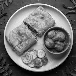 Chicken Mughlai Paratha With Aloo Dum