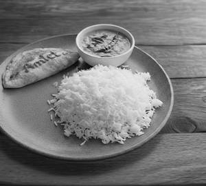 White rice with pappu and 1egg Amlet 