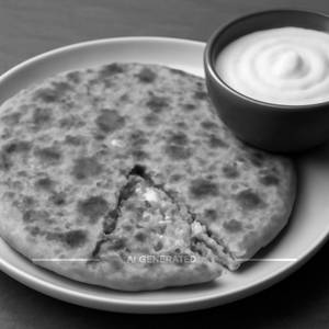 Paneer Paratha With Curd