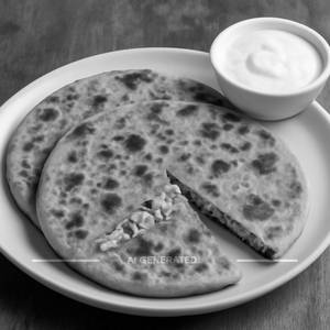 Paneer Paratha With Curd