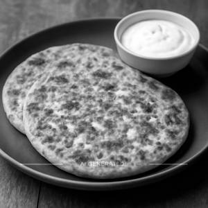 Paneer paratha with curd