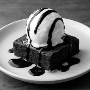 Brownie with vanilla ice cream