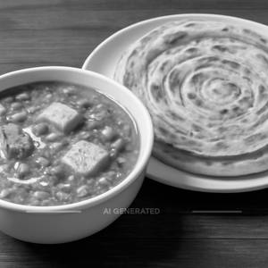 Mutter Paneer (Half) With 2 Lachha Parantha