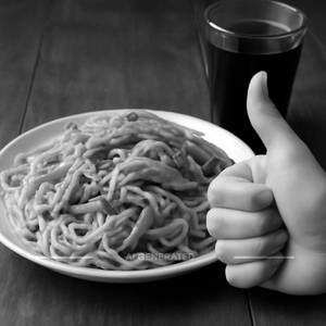 Egg noodles + thums up
