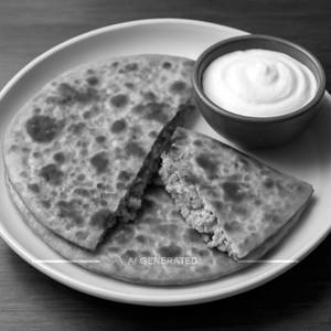 Paneer Paratha With Curd