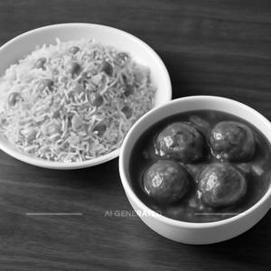Veg rice + veg manchurian [[ half