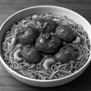 Chicken manchurian cashew noodles