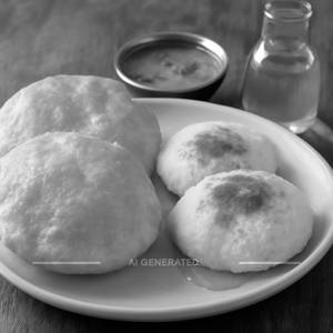 2 Poori with 2 Idli Karam Podi Ghee