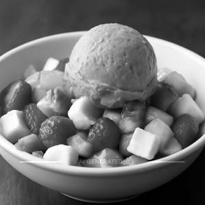 Fruit Salad With Strawberry Ice Cream