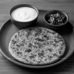 Aloo Paratha with Curd and Pickle