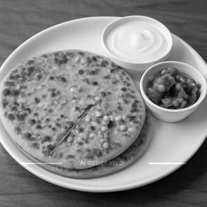 Paneer Paratha With Curd And Pickle