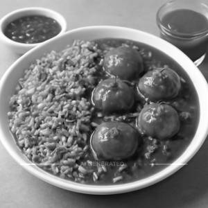 schezwan fried rice with manchurian gravy