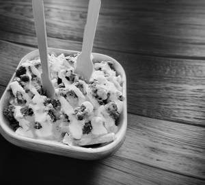 Loaded fries with juice