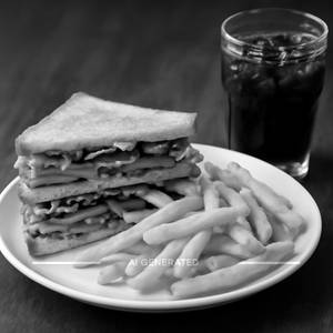 Veg sandwich with fries